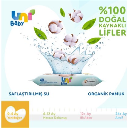 Uni Baby Yenidoğan Islak Mendil 24li 960 Yaprak