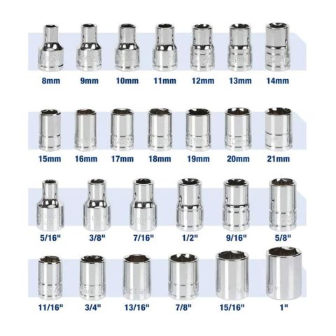 WORKPRO WP202525 30 Parça 1/2’’ CR-V Metrik/İnç Profesyonel Lokma Takımı