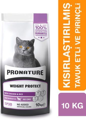 Pronature 10 kg Kilo Kontrolü İçin Tavuklu ve Pirinçli Kısırlaştırılmış Yetişkin Kuru Kedi Maması
