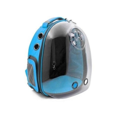 Cattie Şeffaf Kedi ve Küçük Irk Köpek Taşıma Sırt Çantası Mavi
