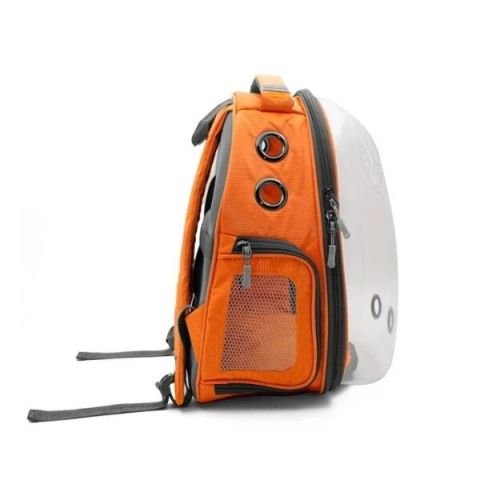 Cattie Şeffaf Kedi ve Küçük Irk Köpek Taşıma Sırt Çantası Turuncu