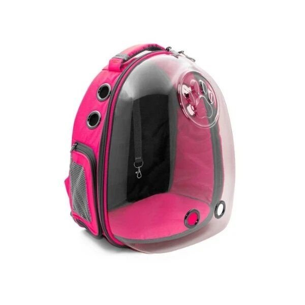 Cattie Şeffaf Kedi ve Küçük Irk Köpek Taşıma Sırt Çantası Pembe