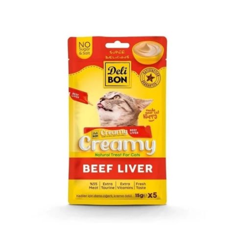 Delibon Creamy Dana Ciğerli Sıvı Kedi Ödül Maması 1 Adet (Paket)