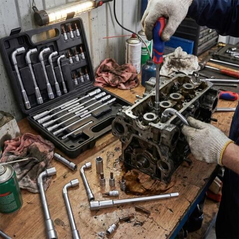 WORKPRO WP204003 26 Parça Cr-V Profesyonel Motosiklet Tamir Alet Seti