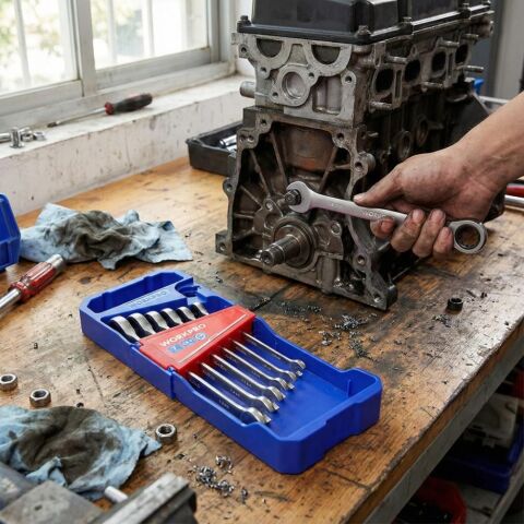 WORKPRO WP202511 Cr-V 7 Parça Cırcırlı Profesyonel Kombine Anahtar Takımı