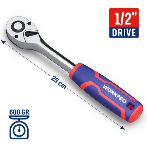 WORKPRO WP271009 1/2'’ Cr-V Profesyonel Cırcır Lokma Kolu