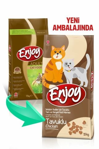 15 Kg Sokak Kedileri Ve Evcil Kediler İçin Sokak Kedi Maması Tavuklu Enjoy Yetişkin Kedi Maması