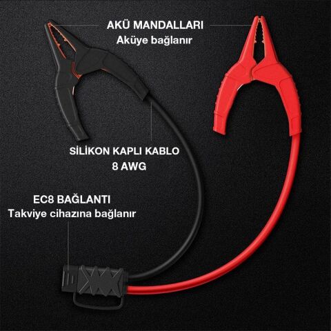 Lokithor CLAMPPRO Akü Takviye Cihazı İçin Yedek Akü Bağlantı Kablosu