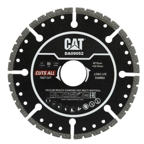CAT DA09052 115mm Profesyonel Çelik, İnox, Alüminyum, PVC, Fayans, Çok Amaçlı Elmas Kesme Diski (Soketli, Aralıklı Kenar)