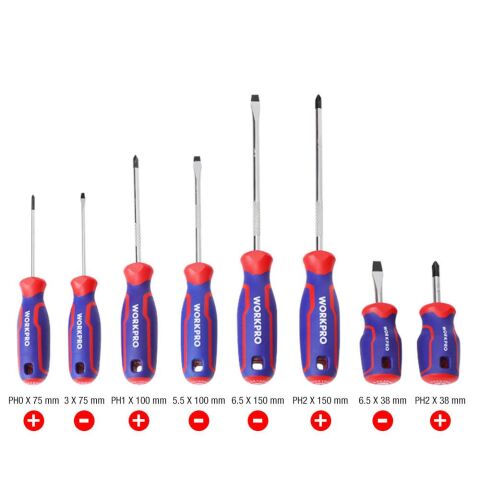 WORKPRO WP200505 8 Parça Profesyonel CR-V Manyetik Tornavida Seti