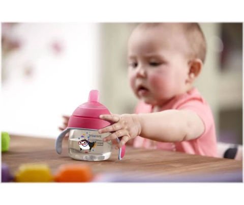 Philips Avent SCF753-07 Penguen 12 Ay+ Pembe 260 ml Damlatmaz Alıştırma Bardağı