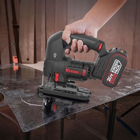 Kress KUE26 20Volt 4.0Ah Li-ion Çift Akülü Profesyonel Kömürsüz Devir Ayarlı Şarjlı Dekupaj Testere