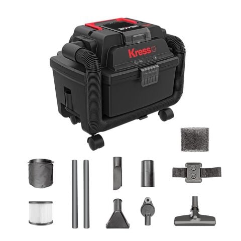 Kress KH035.9 20Volt 250W/17Kpa Flexi Esnek Hortumlu Şarjlı Islak/Kuru Süpürge & Üfleme (Akü Dahil Değildir)