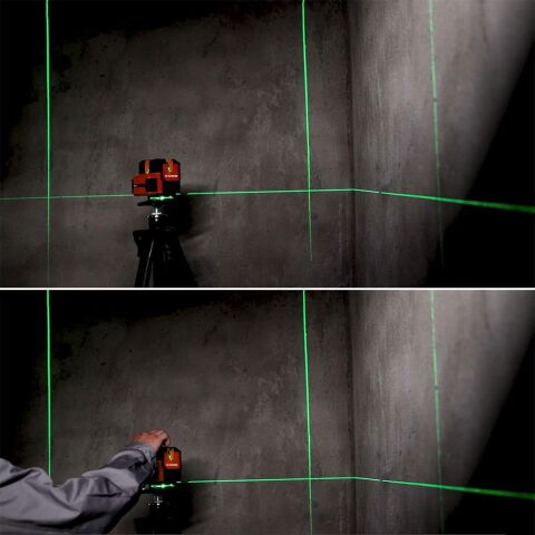 KOBB KBL41G 30Metre 4x90⁰/1x360⁰ Otomatik Hizalamalı Li-ion Çift Akülü Profesyonel Yeşil Çapraz Çizgi Lazer Distomat