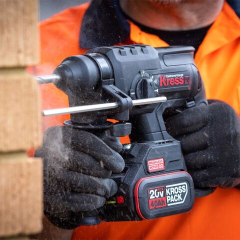 Kress KU390.4 20Volt 4.0Ah. 2.0J Li-ion Çift Akülü Şarjlı Kömürsüz Profesyonel SDS-Plus Pnömatik Kırıcı/Delici