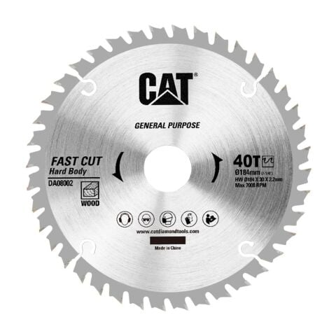 CAT DA08002 184x30mm Ahşap Kesme Elmas, Daire Testere Bıçağı 40 Diş