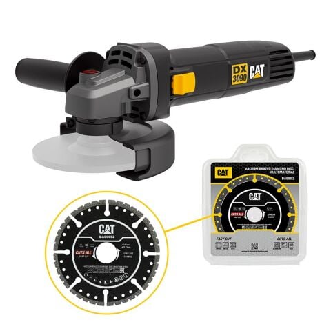 CAT DX3090 720Watt 125mm Profesyonel Avuç Taşlama + DA09052 Genel Amaçlı Elmas Kesme Diski