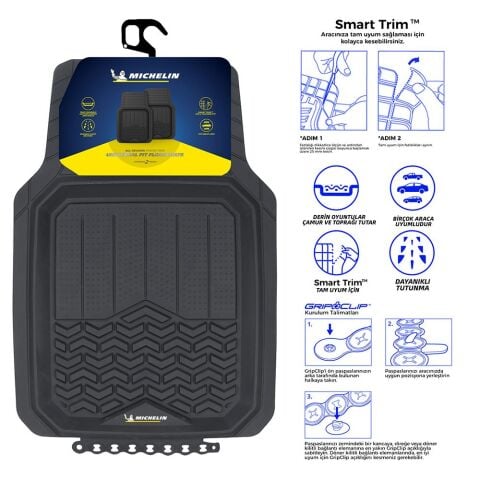 Michelin MC34594 Tüm Araçlara Uyumlu 2 Parça Üniversal 3D Havuzlu Oto Paspas