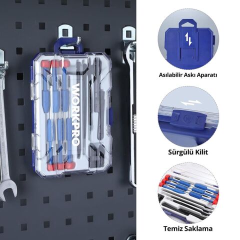 WORKPRO WP200531 12 Parça CR-V Elektronikçi Hassas Profesyonel Onarım Seti