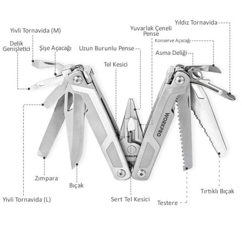 WORKPRO WP382008 16 IN 1 Çok Fonksiyonlu Profesyonel Pense Seti + Taşıma Kılıfı