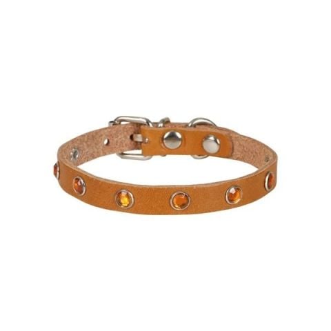 CATTİE TAŞLI DERİ KEDİ TASMASI KAMEL 1X20-23CM